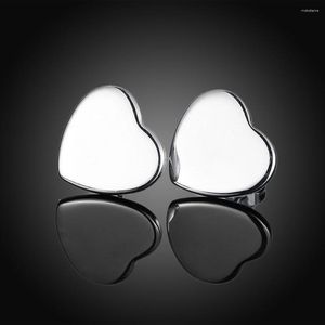 Orecchini a bottone in argento 925 con timbro cuore romantico adorabile regalo di San Valentino matrimonio per gioielli da donna ragazza orecchino