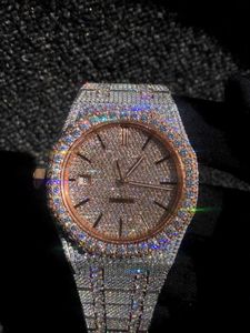 Högkvalitativ Moissanite Digner Watch Watch Exclusive Digner Custom Moissanite kan passera Diamond Detection Sapphire Glass 904 Stainls Steel Strap Original Box A S18Y