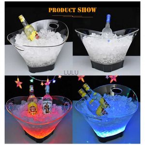 12L LED Yeni Stil Buz Kovası Ücretsiz Şampanya Bira Şarap Soğutucu İçecek Şişe Tutucu Renk Değiştiren Buz Gece Kulübü HKD230828