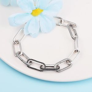 Lösa ädelstenar passar armband mig styling Pave Double Link 925 Sterling Silver Original Charms Pärlor för kvinnor DIY -smycken