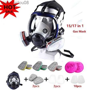 Vêtements de protection Masque à gaz chimique Respirateur anti-poussière Filtre de masque complet anti-buée pour peinture en aérosol de soudage en laboratoire de gaz acide industriel HKD230826