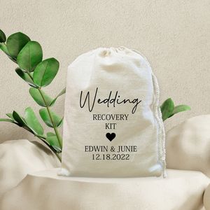 Confezione regalo 20 pezzi Sacchetti personalizzati per bomboniere per invitati al matrimonio Kit personalizzato per i postumi di una sbornia Borse in tela Kit di recupero per matrimonio Kit di sopravvivenza per matrimonio 230828