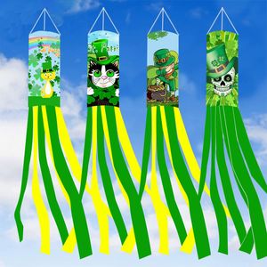 100 pçs dia de são patrício trevo windsock bandeira irlandês verde caminhão padrão design windsock decoração de suspensão ao ar livre