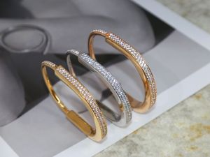 Titanium steel Bangle Brand designer Lock Bracelet silver rose gold Bracelets Crystal No Crystal for women jewelry with velvet bag With Box Party Gift