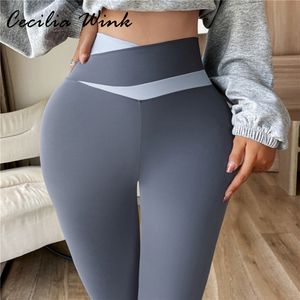 Womens Leggings Nylon Back V Butt Yoga Pants Women High Waist Fitness Workout Gym Running Scrunch Trousers Jogging Active Wear 230828