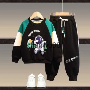 Set di abbigliamento 2023 Primavera Autunno Bambini Peluche e addensare Ropa Loungewear Set di abbigliamento Inverno Ragazzi Sport Maglione Tute 214Y Naipe Bambini 2 pezzi x0828