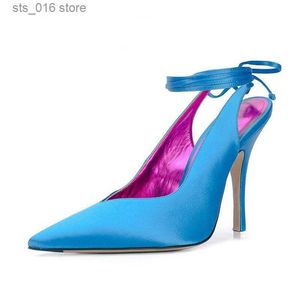 Baotou High Up Dress Summer Lace Rome Heel Fashion Silk Pointed Toe Party Sandals Woman Formal Shoes T