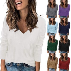 Kadın Sweaters Üstleri 2023 Moda V Boyun Uzun Kollu Külot Gizli
