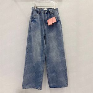 Märke kvinnor denim pant designer jeans bakre fickbrev byxor högklassiga damer långa byxor