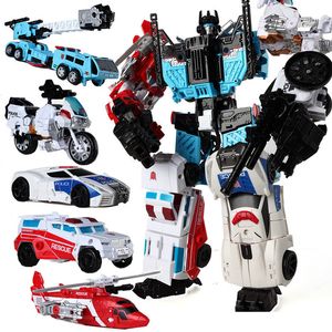 Giocattoli di trasformazione Robot HaiZhiXing 5 IN 1 Trasformazione Giocattolo Anime Devastator Robot Car Action Figures Aereo Serbatoio Modello di moto Giocattolo per bambini Regalo 230827