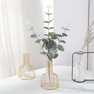 Vaser Metal Vase Flower Arrangement Decoration Office Dining Table Desktop Hydroponic Test-tube Ware Romantic Home