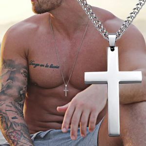 Luxury Charm Religious Cross Necklace For Men Fashion Gold Color Hip Hop Cool Pendent with Chain Necklace Jewelry Gifts
