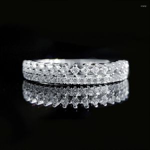 Cluster Rings Spring Qiaoer 2023 Trend 925 Sterling Silver Ins Cool Wind Overlapping Row Crystal Zircon Engagement Ring Fine SMEECCHRITS