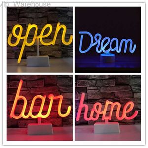 LED Bar Lights Neon Christmas Decor Table Lamp Words for Store Bar Open Advertising Sign Neon Wedding Love Home Decoration HKD230825