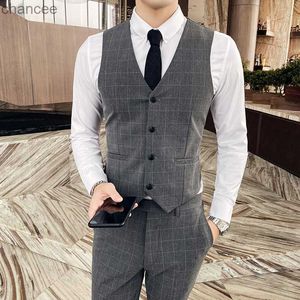 2023 New Style Men's High Quality Pure Cotton Business Suit Waistcoat/Man Slim Fit Plaid Leisure Suit Vest/Man Blazers S-4XL HKD230828