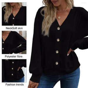 Camicette da donna Donne eleganti Top Chic Accogliente T-shirt con scollo a V autunno/inverno Vestibilità ampia Monopetto Texture waffle per un facile sforzo