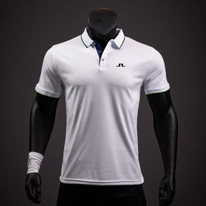 Polos męski J Lindeberg Men T-shirt Casual Lapel Szyging Polo Shirts Man High Quality Short-Saleeved Summer Pullover Top Slim Fit Golf Wear 230828