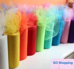 All-match 6"x25yd Tulle Roll Spool Fabric Wedding Party Chair Bow Decor DIY Tutu Skirt Sheer Gauze Table Banner Garland Tassel sash Bands decorations