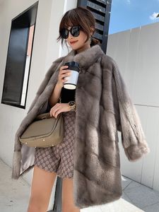 Mulheres pele do falso hdhohr importação real vison casacos mulheres de alta qualidade inverno quente grosso natural jaquetas feminino oversize 230828