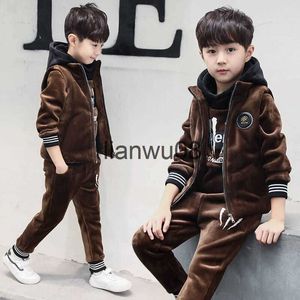 Kläderuppsättningar 2023 Winter Boys Tracksuit Autumn Toddler Teenager Clothes Tiger Velvet Jacket Tröja Pant Children Kids 8 9 10 11 12 Year X0828