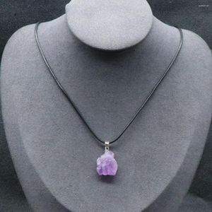 Charms Natural Raw Stone Crystal Charm Amethyst Pendant Necklace Female Irregular Shape Choker Collar Chain Jewelry