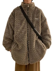 Parka da uomo in piumino di lana d'agnello giacche invernali in pile spesso parka cappotto pesante da uomo harajuku streetwear piumino allentato Y2K capispalla fuzzy 230828