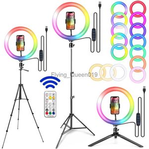 LED lumières anneau lampe RGB avec trépied rond anneau lumière fantaisie éclairage photographie Photo Studio Selfie pour téléphone vidéo HKD230828