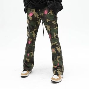 Pantaloni da uomo Moda Camouflage Baggy Uomo Tuta Cargo Flare Pantaloni Jogging Donna Pantaloni sportivi Hip Hop Pantaloni lunghi Pantalon Homme 230828