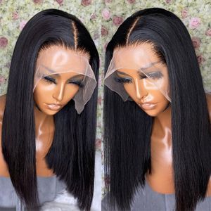 Brasilianska Remy 13x6 Transparent Bob Human Hair Wigs Pre Plucked Bone Straight 250% Short 4x4 5x5 Bob Wigs For Women