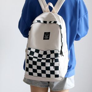 Designer backpack, women's fashion classic style, light color checkerboard backpack, women's fashion junior high school student casual shoulder