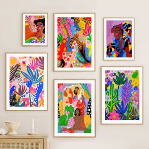 Paintings Colorful Fashion Ladies Vintage Flower Botanical Wall Art Canvas Painting Posters And Prints Pictures For Living Room Decor 230828