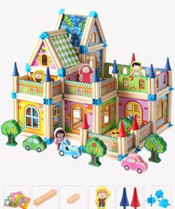 Castle Build Block Solid Figure.Model Kit Brick Building Blocks Plug-in Model Build Kit Castle Wooden Figure Parent-child Interactive Toy For Game Wooden Kid Toy