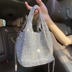 Abendtaschen Luxus Diamanten Korb Tasche Designer Marke Frauen Handtasche Shinny Schulter Umhängetasche Abend Party Eimer Geldbörse 230826