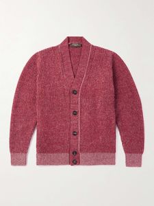 Maglione Loro Piano di design europeo e da uomo in stile americano e cardigan invernale in cashmere e misto seta a costine con scollo a V