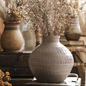 Vasos estilo sili feito à mão porcelana preta retro stoare vaso decoração angustiado sala de estar cerâmica flor ware