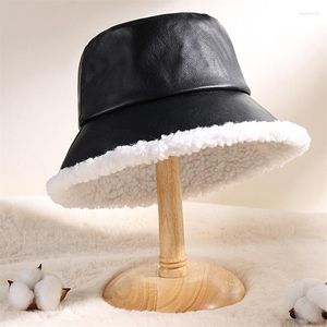 Berets Women's Vintage Odwracalny wiadro czapka urocza gruba basen cap swobodne ciepłe polarne jesienne zimowe rybak
