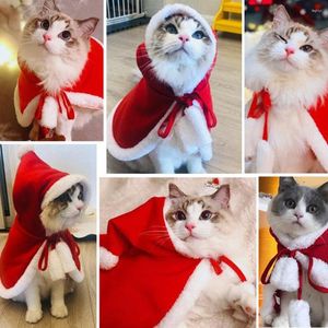 Dog Apparel Cartoon Christmas Pet Cat Coat Jacket Puppy Santa Cloak Cape With Hat Xmas Warm Clothes Festive Thanksgiving Costume