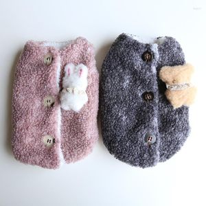 Abbigliamento per cani Pet Agnello Gilet di velluto Simpatico orso Tirare Fiore Autunno Inverno Cappotto Abbigliamento per gatti Abbigliamento Costume