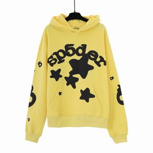 Mens Hoodies Sweatshirts 2023 New Sky Blue Sp5der Hoodie 남자 여자 1 1 힙합 젊은 깡패 스파이더 까마귀 월드 와이드 555555 스웨트 셔츠 인쇄 풀오버 후드 가이 노란색