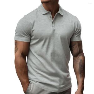 Męskie koszule zwykłe letnią koszulę Skurcz odporny na pullover cienki wszechstronny modny prosty solidny kolor Slim Sport T-shirt