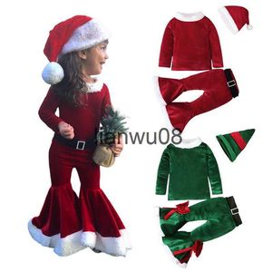 Set di abbigliamento Capodanno Costume di Natale Bambini Set di abbigliamento per neonati Top in pile invernale Pantaloni Cappelli Neonati maschi Vestiti per ragazze Vestito da Babbo Natale x0828