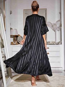 home clothing Women's Pajamas Robe Set Sexy Sling Sleepwear Dress Silk Like Homewear Luxury Strip Print Bathrobe Suit Home Clothes Femme R230828