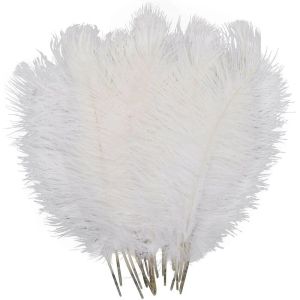 Peças centrais da mesa de casamento decoração natural branco penas de avestruz pluma peça central para decoração de festa adereços atacado