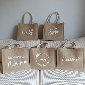 Prezent Spersonalizowany burlap z druhną torbę jutową torby na prezent na prezent Bachelorette Party Favors Custom Beach Bag z nazwiskiem 230828