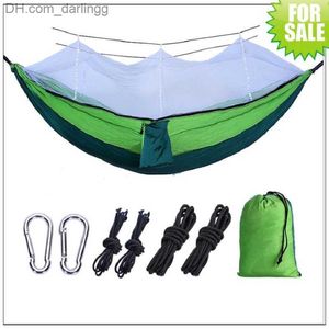 1-2 Person Ultralight Outdoor Parachute Hammock med Mosquito Net Summer Camping Vandring Portable Sleeping Bed Double Swing Chair Q230828