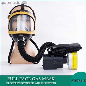 Skyddskläder Portable Full Face Electric Powered Air Supply Chemical Gas Respirator Arbetssäkerhetsmask för industriell svetsmålning Sprutning HKD230826