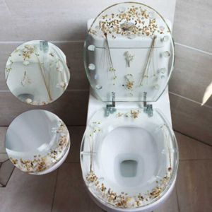 Thickened Resin three piece toilet seat with Shells and Chrome Hinge - U/V Type for Safe and Comfortable Toilets