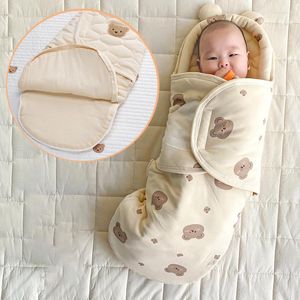 Blankets Winter Warm Born Sleeping Bag Cute Bear Cotton Baby Blanket Swaddle Wrap Adjustable Sleepsack For Birth Bedding 0-6M