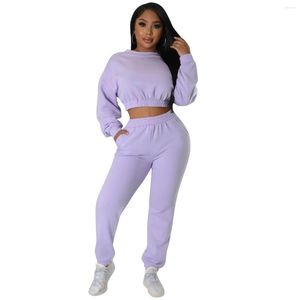 Women's Two Piece Pants Casual Streetwear Women Set Female 2PCS Outfits Girl's Cropped Tops Suit Lady's Tracksuit Sets