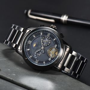 2024 Ny modeklocka Mens Automatisk kvartsrörelse Vattentät högkvalitativ armbandsur Hour Hour Hand Display Metal Strap Simple Luxury Popular Watch AA968